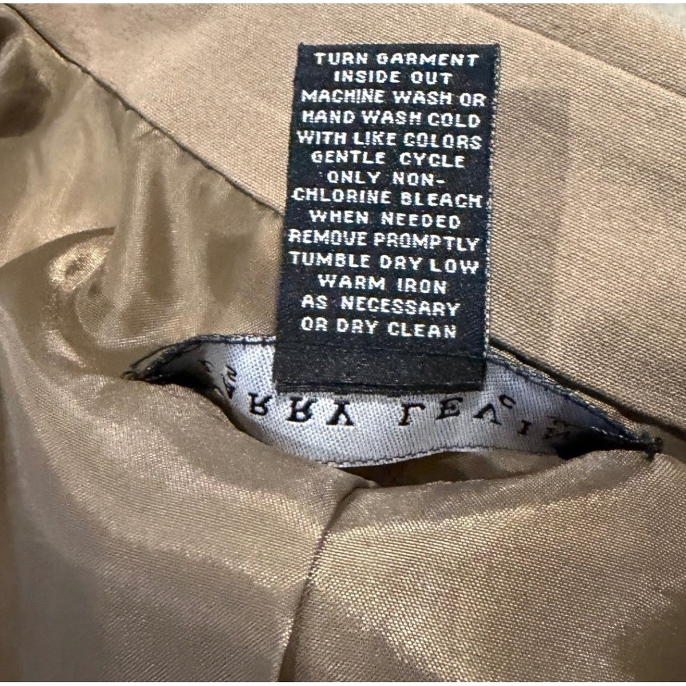 Larry Levine Stretch Tan Khaki Double Breasted Swing Trench Jacket Womens 12 - Picture 7 of 7